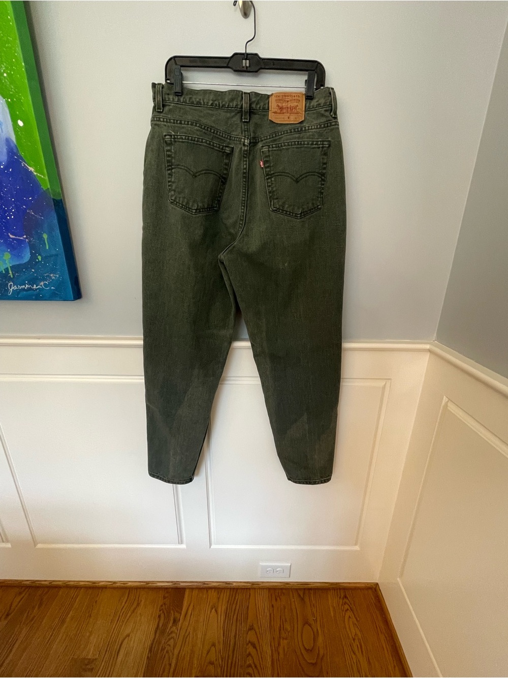 Levi's 90's Vintage 521 High Rise Tapered Leg Mom Jeans Cotton Green 16 - Picture 11 of 12